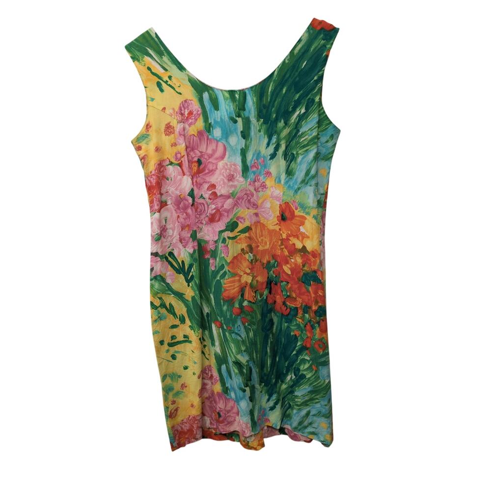 Vintage Jams World Painterly Floral Tank Mini Dress Multicolor Artsy Retro Shift